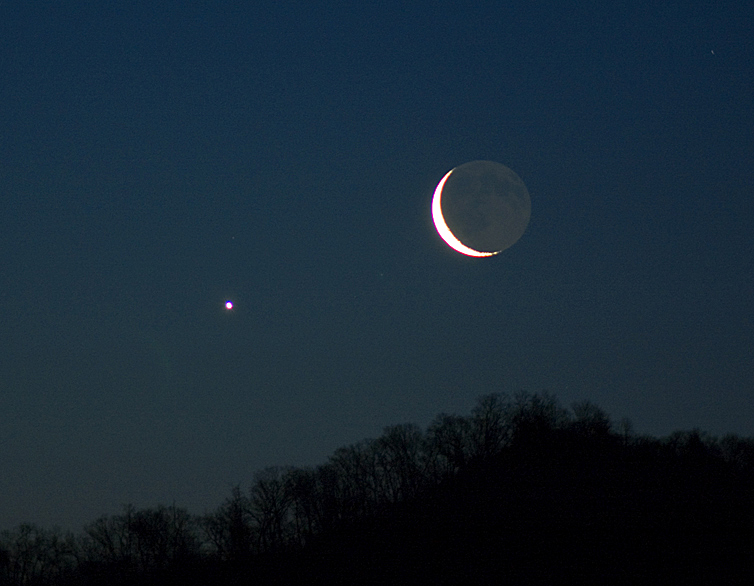 Crescent Moon, Jupiter, And Venus