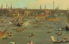 Historic painting of boats on The Thames