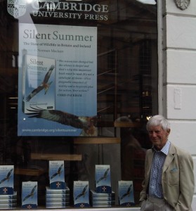 Norman Maclean outside the Cambridge bookstore in the UK.