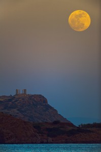 Full Moon over Sounion, photo by Anthony Ayiomamitis