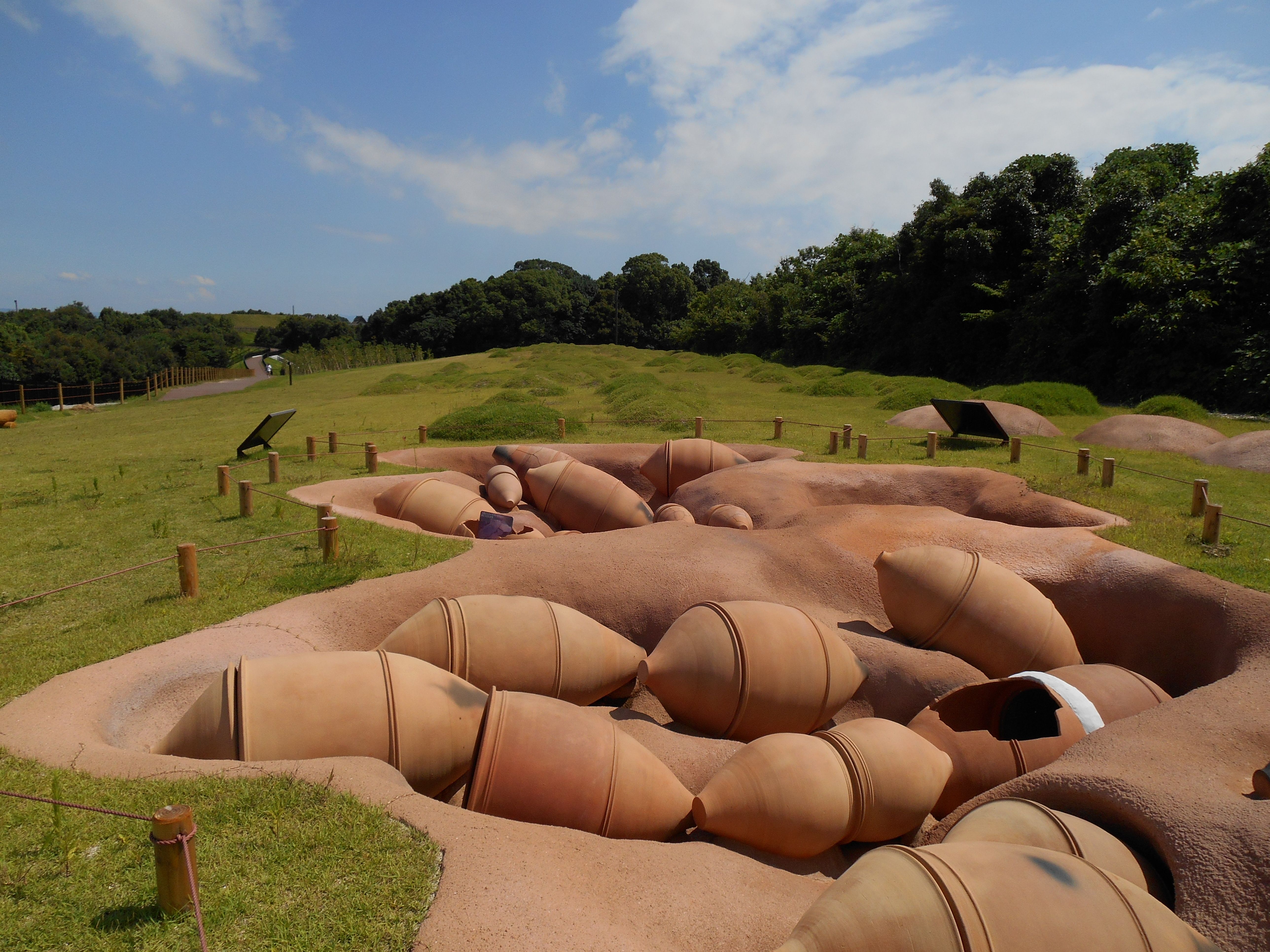 A reconstructed area of Yayoi Period cemetery at Yoshinogari site in Saga, Japan 