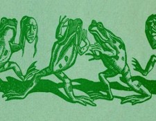 Woodcut of The Frogs from a 1936 programme.