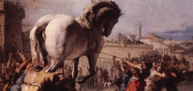 The Procession of the Trojan Horse in Troy - Giovanni Domenico Tiepolo, 1773. Public Domain.