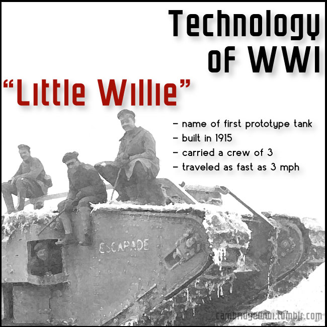 The first prototype tank used in WWI was nicknamed "Little Willie"