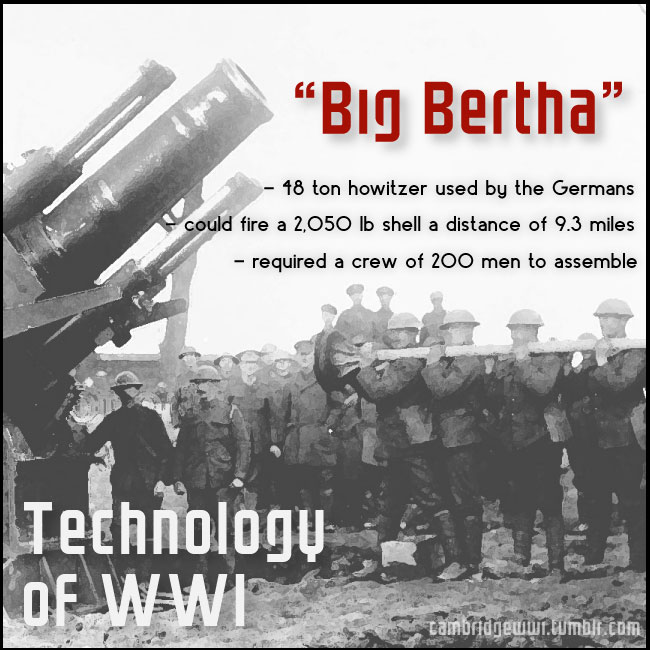 "Big Bertha" was the Germans' 48 ton howitzer in WWI
