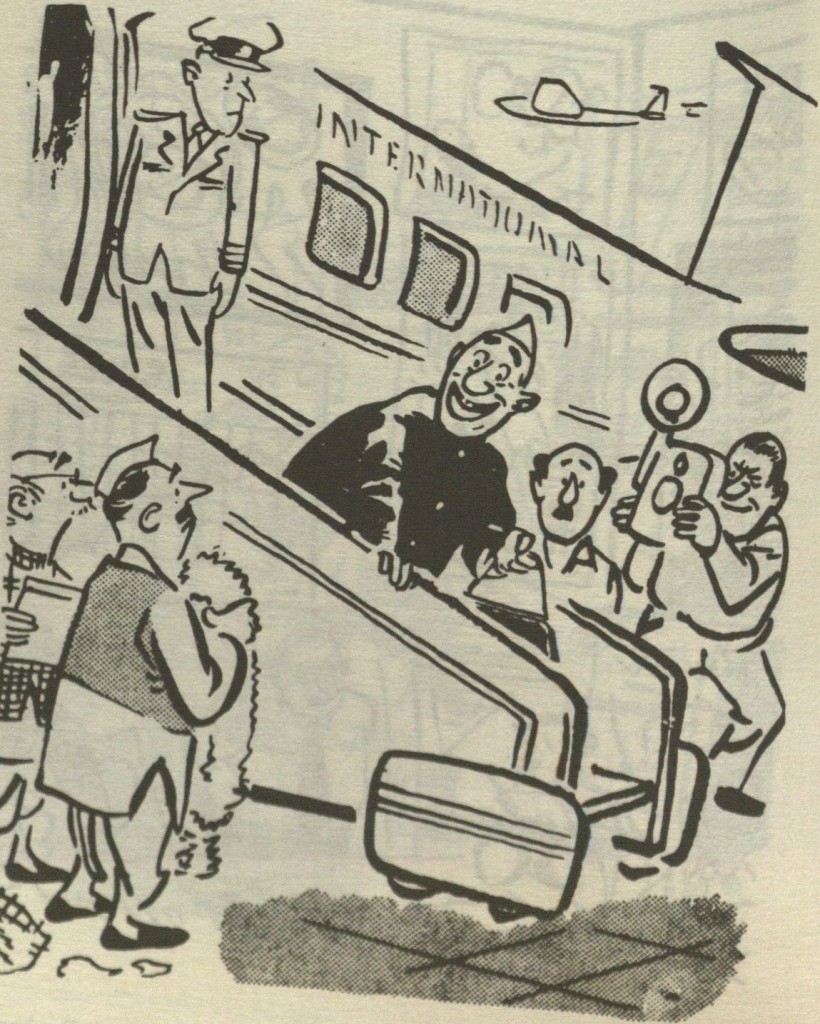 Pocket cartoon on politicians’ penchant for air travel and foreign travel. Courtesy R. K. Laxman. 