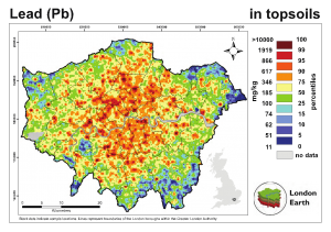 Fig 1 Soil lead pollution in London England