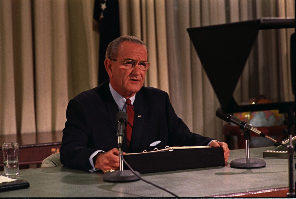 Lyndon Johnson announcing is intention not to run for re-election