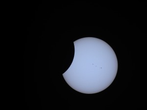 Photograph of a partial solar eclipse taken with a DSLR camera and a solar filter from Georgia, USA on August 21, 2017. Photo credit: Sandra Meek.